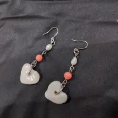 ハート型ピアス ホワイト・ピンク