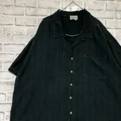 半袖シルクシャツ！アロハ　ブラック3XL 731
