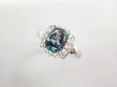 美品 クレサンベール Pt950 再結晶アレキ2.31ct ダイヤ リング 指輪