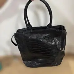 ブラック クロコダイル風トートバッグ