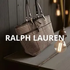 【美品】ローレン ラルフローレン ブラウン系千鳥格子ハンドバッグ