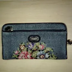 FILER 花柄刺繍 長財布 グレー