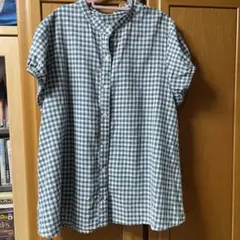 青と白のチェック 半袖シャツ