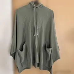 オリーブグリーン フード付きポンチョ