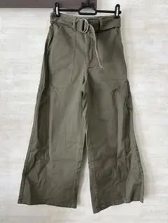 ベルト付き ベイカーパンツ ワイドパンツ GU カーキ