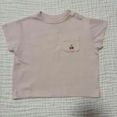 ピンク チェリー刺繍 Tシャツ 90