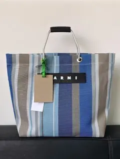 即日発送 MARNI マルニ トートバッグ ストライプ柄 ブルー 美品