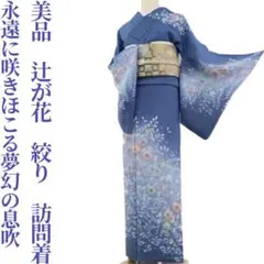 美品 辻が花 絞り“枯れることなく永遠に咲きほこる夢幻の息吹”訪問着 J-16