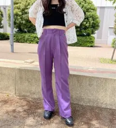 カラーフレアスラックスパンツ