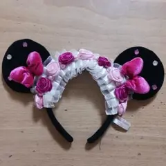 ミニーマウスカチューシャ　バラ・フリル