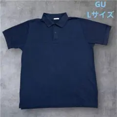 【GU】メンズ　ネイビー コットン混合 ポロシャツ 半袖 Lサイズ　ポケットなし