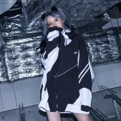 REFLEM ビッグアーチ 切替 ハイネック ジャージ パーカー ブラック