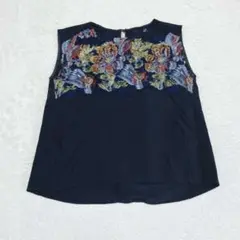 ティティレートヴァレット トップス ノースリーブ 刺繍 M ダークネイビー