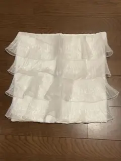 フランフラン クッションカバー フリル オーガンジー ホワイト