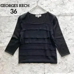【ジョルジュレッシュ】ティアードセーター 薄手ニット ブラック 黒 ミセス 36