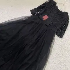 《美品》 チュール刺繍ドレス ブラック M パーティー
