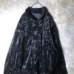 【ヴィンテージ】ベロアジャケット デザインジャケット 黒 古着 AS68