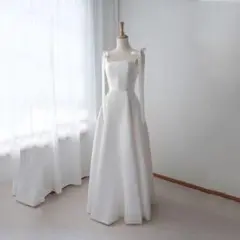 ウェディングドレス ホワイト 花嫁 サテン 前撮り 結婚 パーティー 2次会