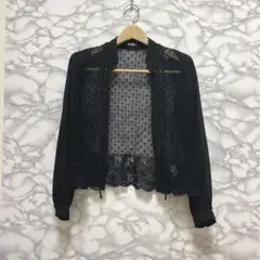 美品 high Fashion ハイファッション ブラックレース シアーブラウス