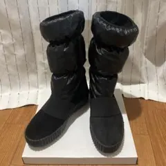 美品黒スエード ナイロン ロングブーツ
