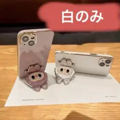 ラブブ スマホスタンド 360度回転　白　鏡付き