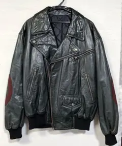 専用ICEBERG レザーブルゾンvintage 古着 本革 ICEBERG アイスバーグ レザー ブルゾン 50 ブルー メンズ