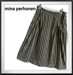 mina perhonen/ミナペルホネン ベルベットスカート ストライプ 総柄