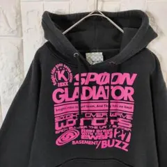 オブロデザイン パーカー ビッグプリント プルオーバー ブラック M