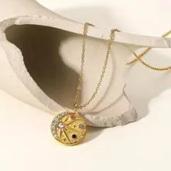 A1001【アレルギー対応☆】316L コインネックレス 星 K18YG