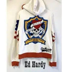 Ed Hardy エドハーディ y2k スカル刺繍フード付き スウェット
