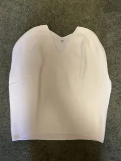 3DコットンコクーンVネックセーター（半袖）　OFF WHITE