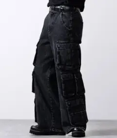 CLEL 3D メニーポケットカーゴパンツ Lサイズ ブラック