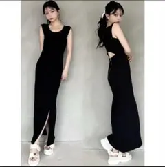 RESEXXYバックオープンスリットワンピースブラックF