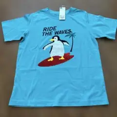 新品未使用　タグ付　GＵ　Tシャツ　キッズ　水色　ペンギン　スパンコール　160