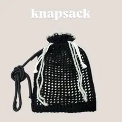 メッシュバック　ナップサック　本体のみ ハンドメイド ブラック グレー