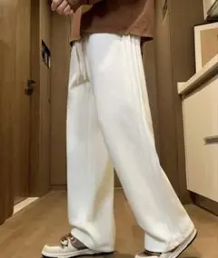 メンズカジュアル ストレートパンツ ホワイト