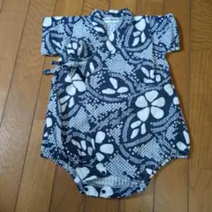 LITTLEWEEKEND 絞り柄　キッズ甚平　男の子 70〜80cm ネイビー