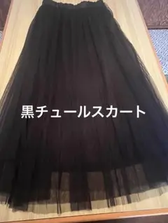 お値下げ↓黒 チュールロングスカート/ Lサイズ 総ゴム