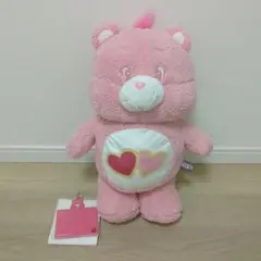 ケアベア ふんわりBIGぬいぐるみ ピンク　ネームプレート付き