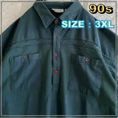 ダークグリーン オーバーサイズ 3D ポロシャツ　3XL 4178