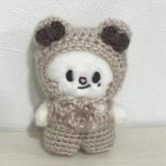 skzoo 10cm ぬい服　茶グマリボンのセットアップ　ジニレット