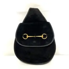 オールド グッチ ホースビット スエード ワンショルダーバッグ ブラック 中古