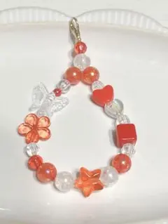 赤〰︎︎ビーズストラップ 現品のみ 約8cm B303