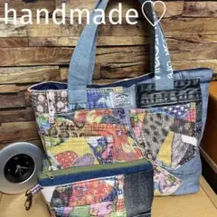 トートバッグhandmadeリメイクデニム♡ポーチ付き