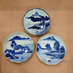 古伊万里 染付 山水 大皿 3枚
