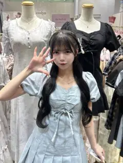 evelyn津代美月 コラボ　デニムプリーツミニワンピース
