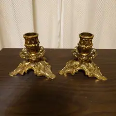 ビンテージ金色キャンドルホルダー2個セット