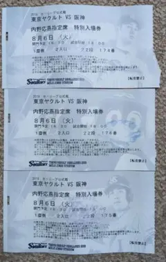 東京ヤクルトスワローズ　使用済チケット　3枚セット　2