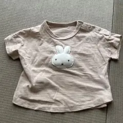 ウサギ刺繍 ベージュ Tシャツ