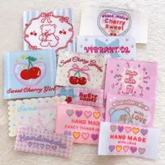 《まとめタグ》合計12枚 布タグ 刺繍タグ